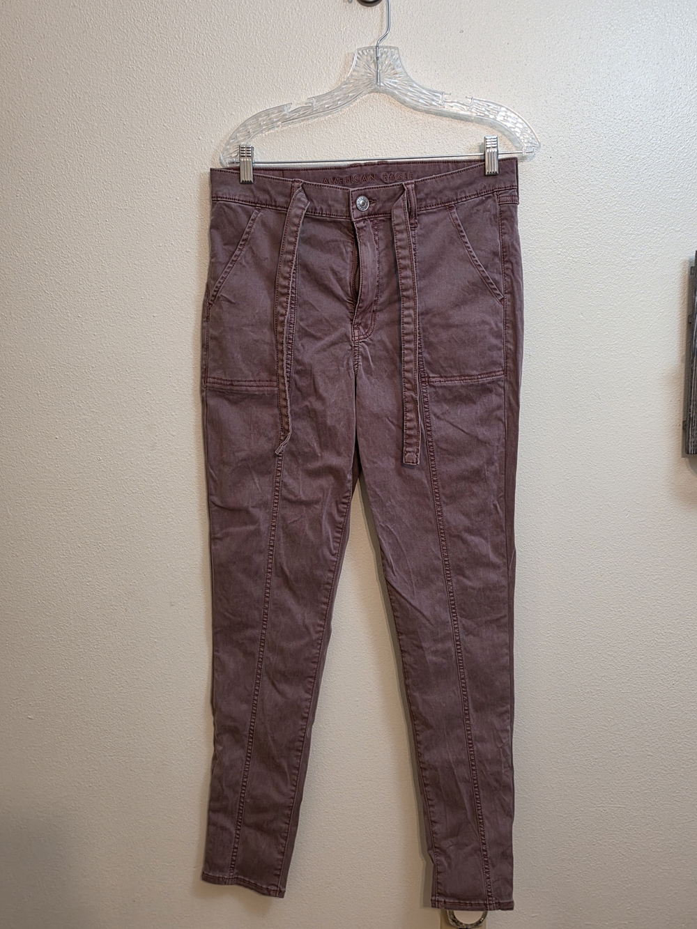 American Eagle Outfitters Mauve Skinny Tie-Waist Pants